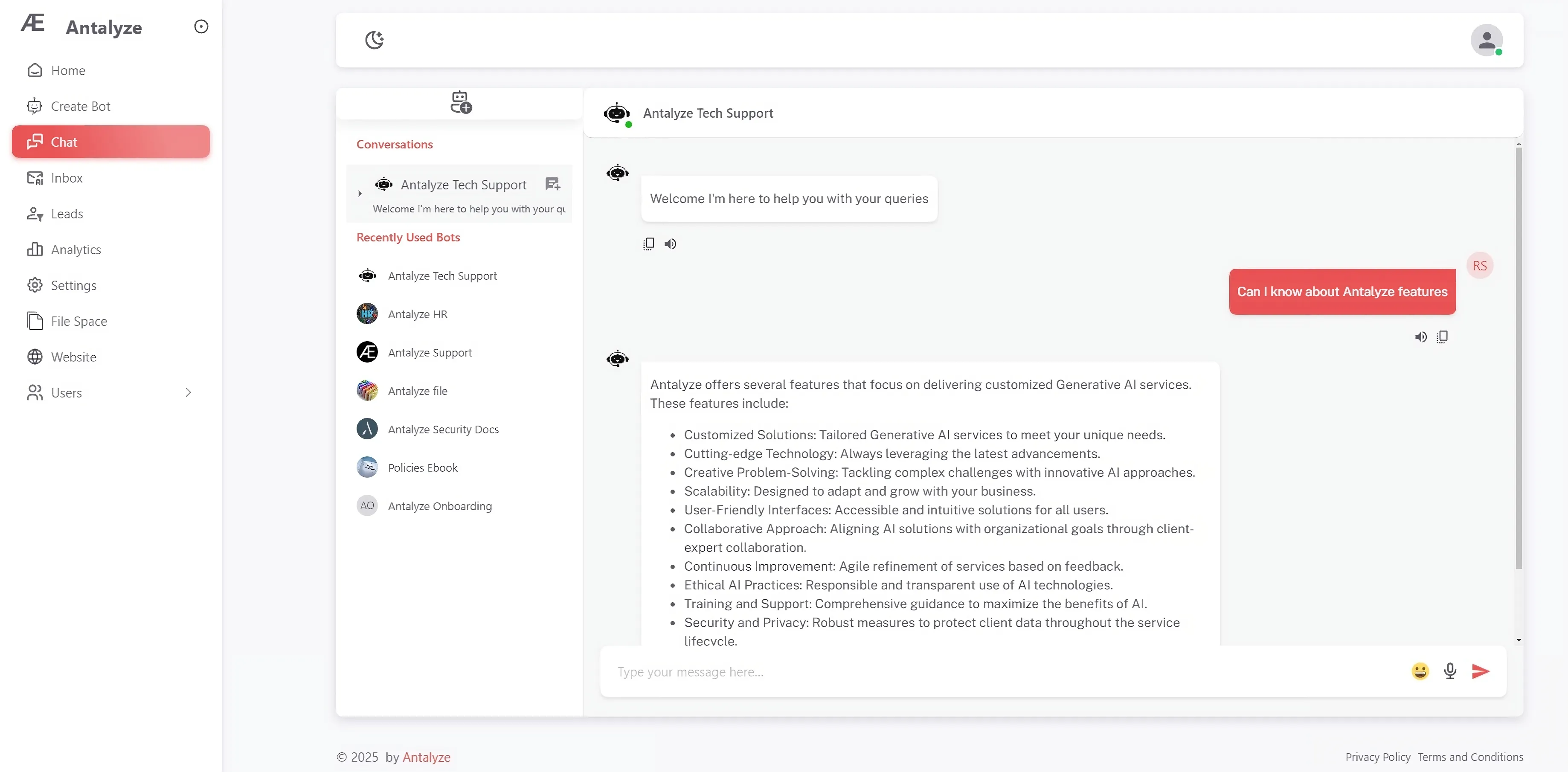 Antalyze Dashboard Interface